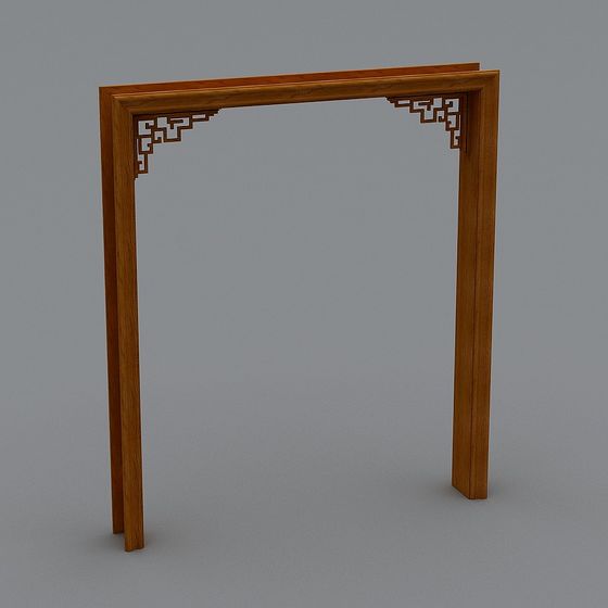 Elegant Chinese Wooden Door Frame 3D model