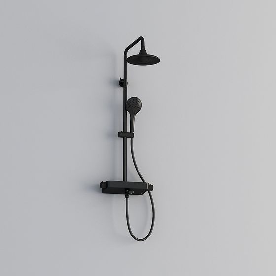 Modern Matte Black Shower System 3D model