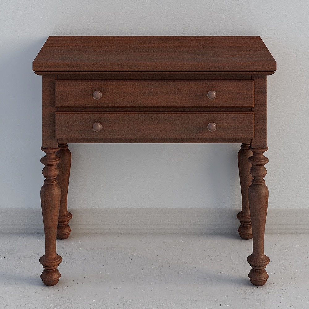 Table de chevet à deux tiroirs des hautes terres écossaises - Rouge brun classique