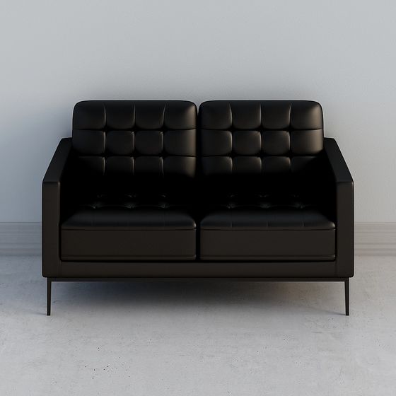 Chic Black I-Shaped Double Sofa 3D Model for Stylish Living