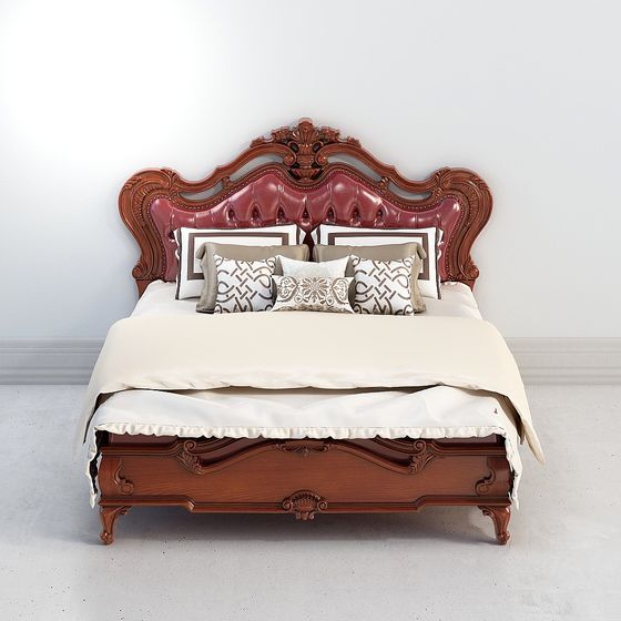 Elegant Vintage-Inspired Bed 3D Model