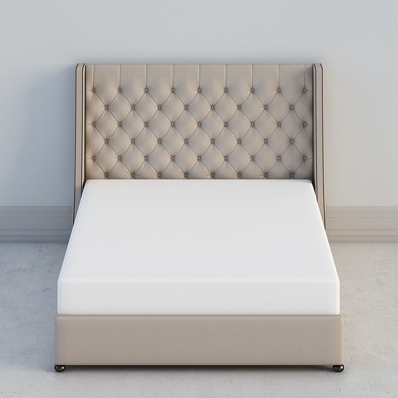 Stylish Black Double Bed 3D Model