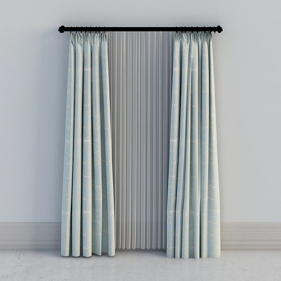 Elegant Blue Drapes 3D model for Modern Spaces