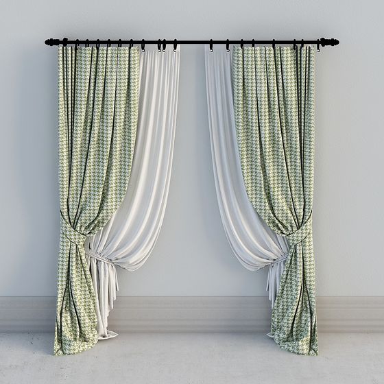 Elegant Low-Poly Curtains 3D model