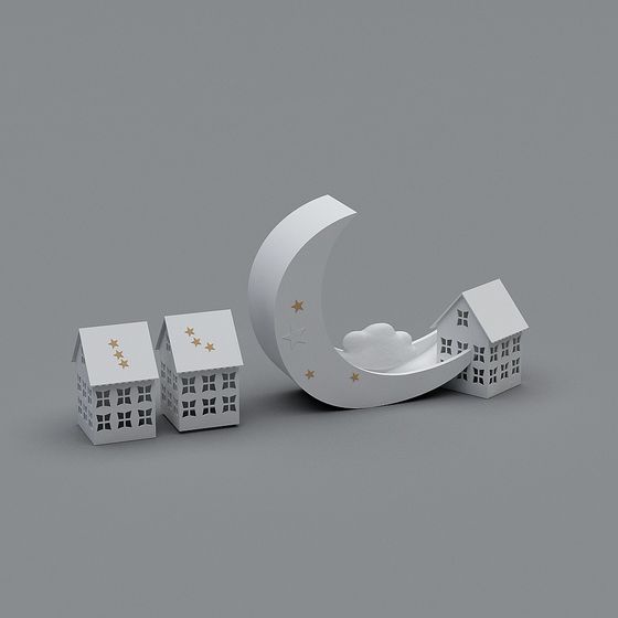 Moonlit Village 3D model