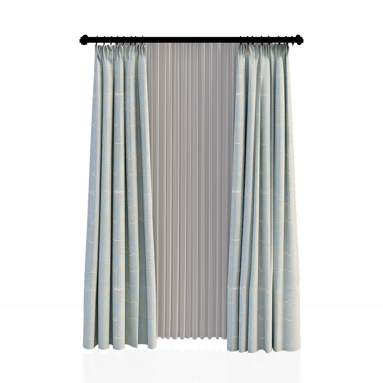Elegant Blue Drapes 3D Model – Low-Poly Fabric Design
