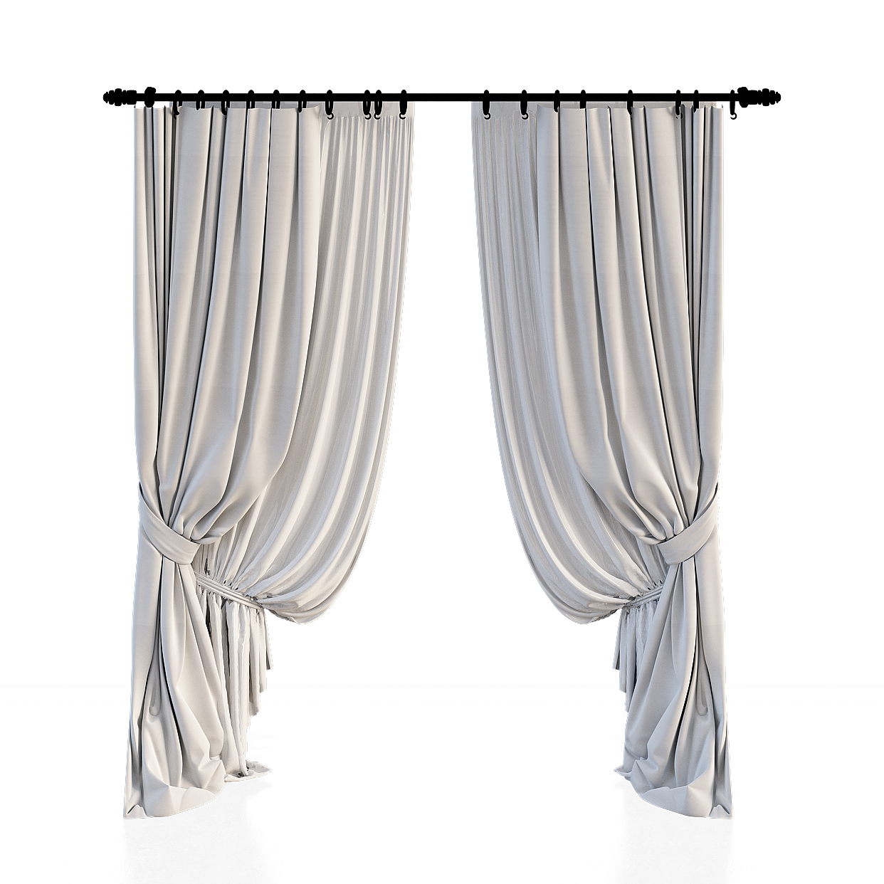Elegant Low-Poly Curtain 3D Model – Gray Silk Fabric