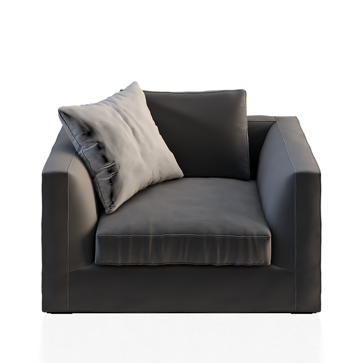 Modern Single Black Sofa 3D Model – Sleek Upholstery