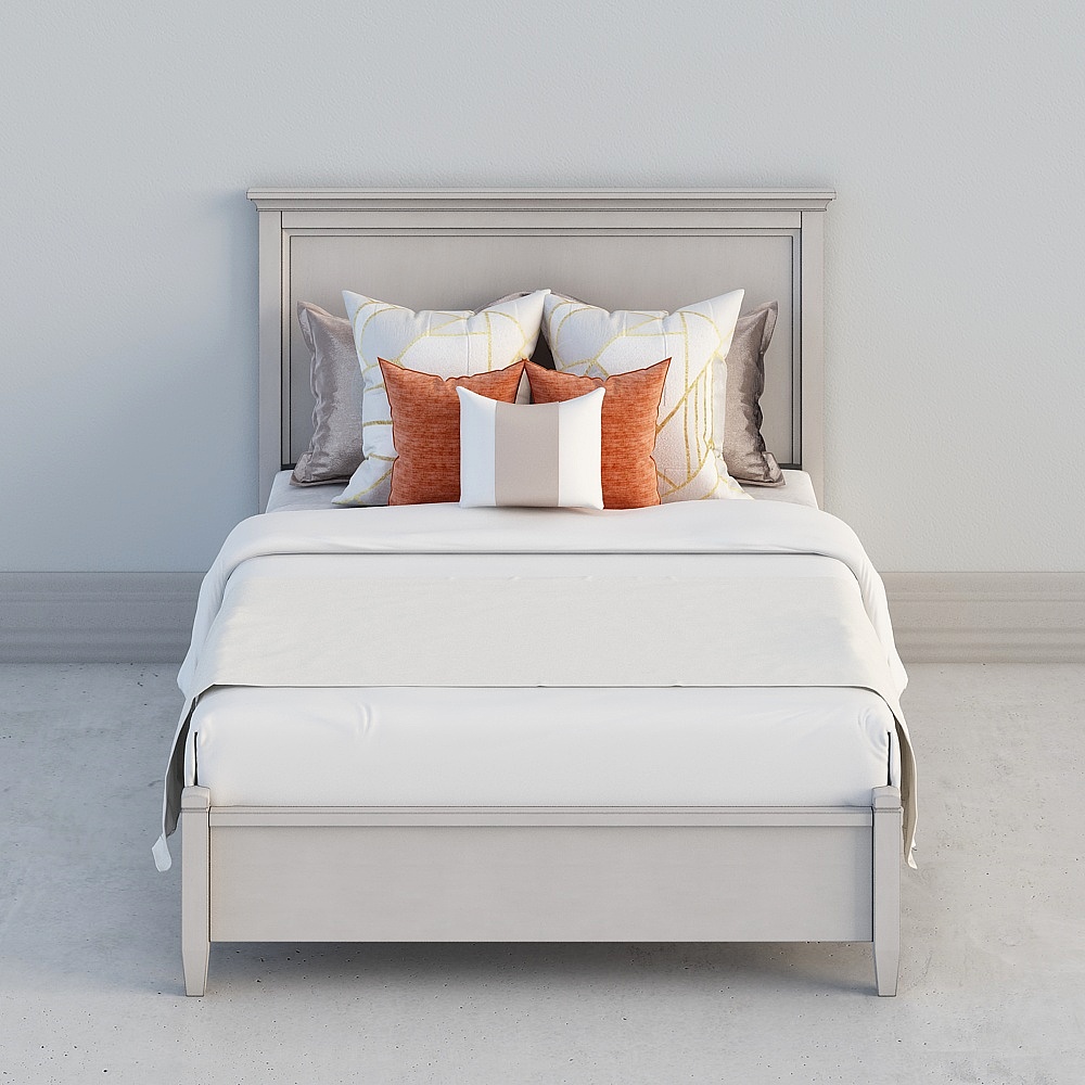 Lit double DS81112 minimaliste moderne américain Aitboulain blanc antique de 1,5m à double tiroir de côté