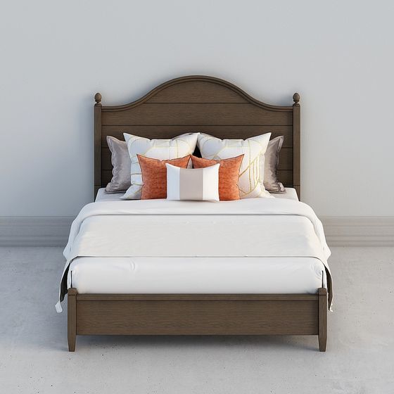 Stylish Low-Poly Double Bed Frame 3D Model