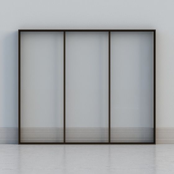 Modern Minimalist Glass Sliding Door 3D model