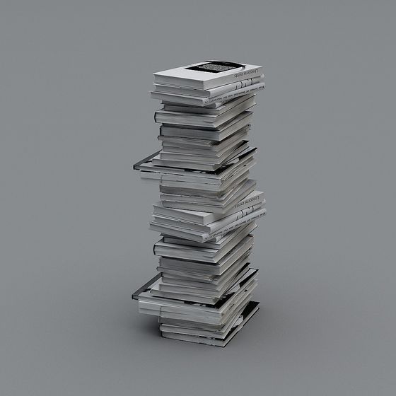 Knowledge Tower 3D Model - Stacked Books Design
