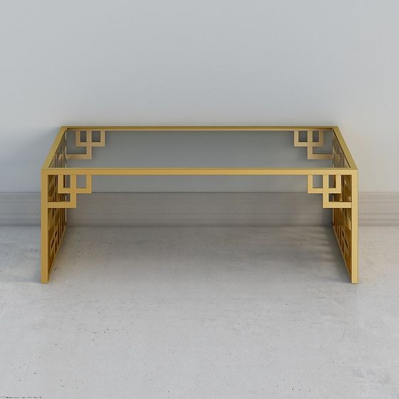 Elegant Golden Metal Frame Table and Chair 3D model