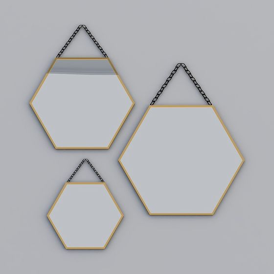Elegant Hexagonal Mirror 3D model for Interior Design