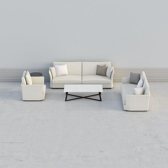 Elegant Low-Polygon Sofa Set 3D model