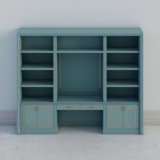 Vintage Blue Bookshelf 3D model