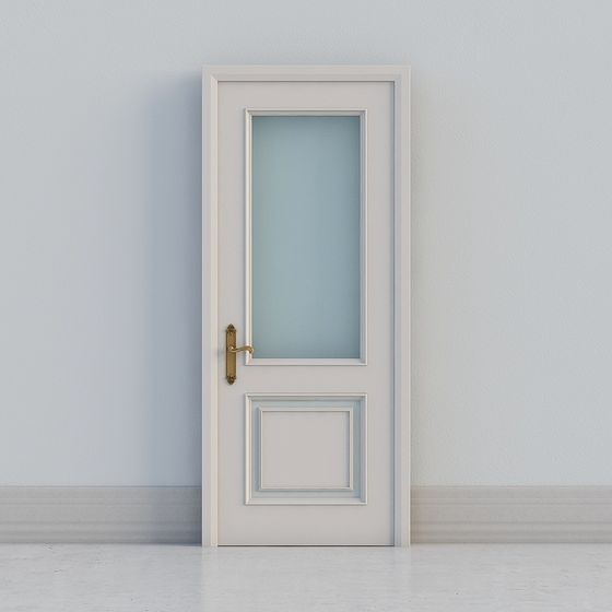 クラシックなライトグレーの窓付きドア