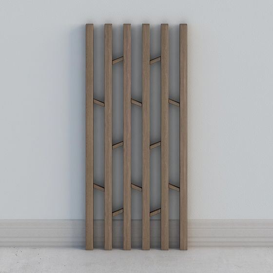 Wooden Grille Screen 3D model for Modern Interiors