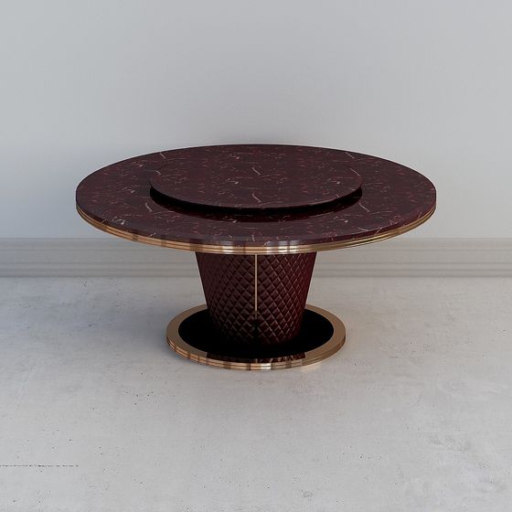 Elegant 3D Model Dining Table with Marble Texture
