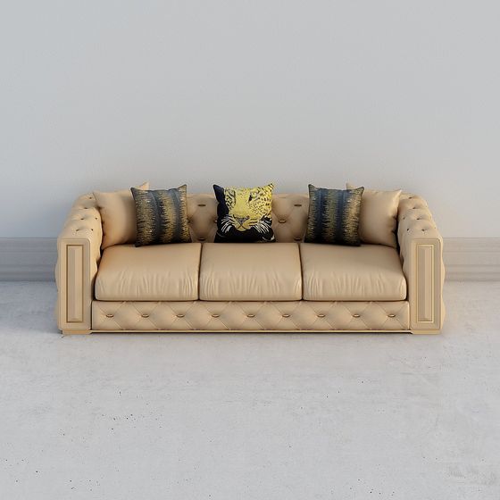 Elegant Low-Poly Luxury Sofa 3D model