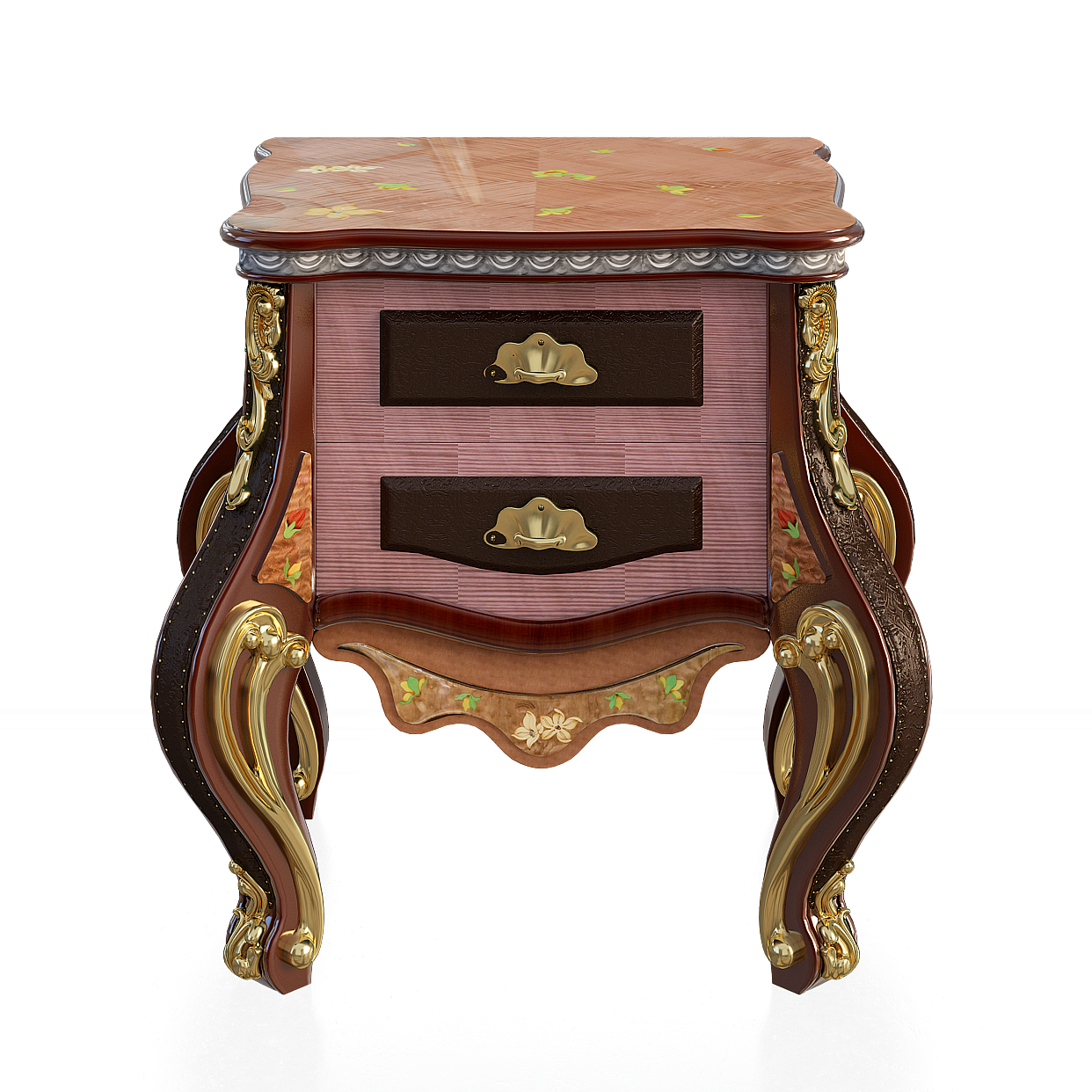 Master Bedroom Bedside Table 3D Model – Earth Tone Wood