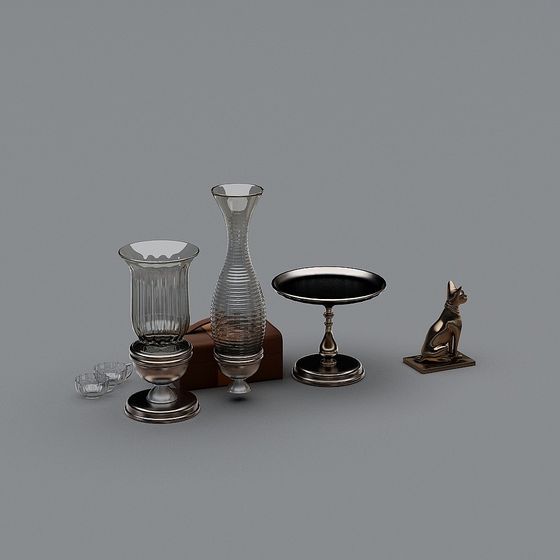 Vintage Decorative Items Collection 3D model for Modern Spaces