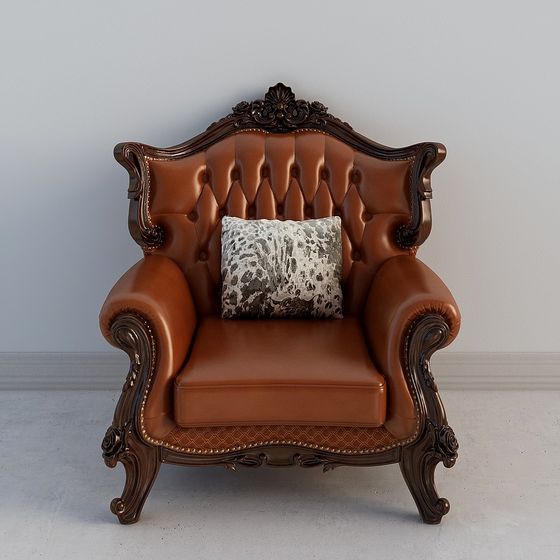 Sophisticated Leather Armchair 3D Model