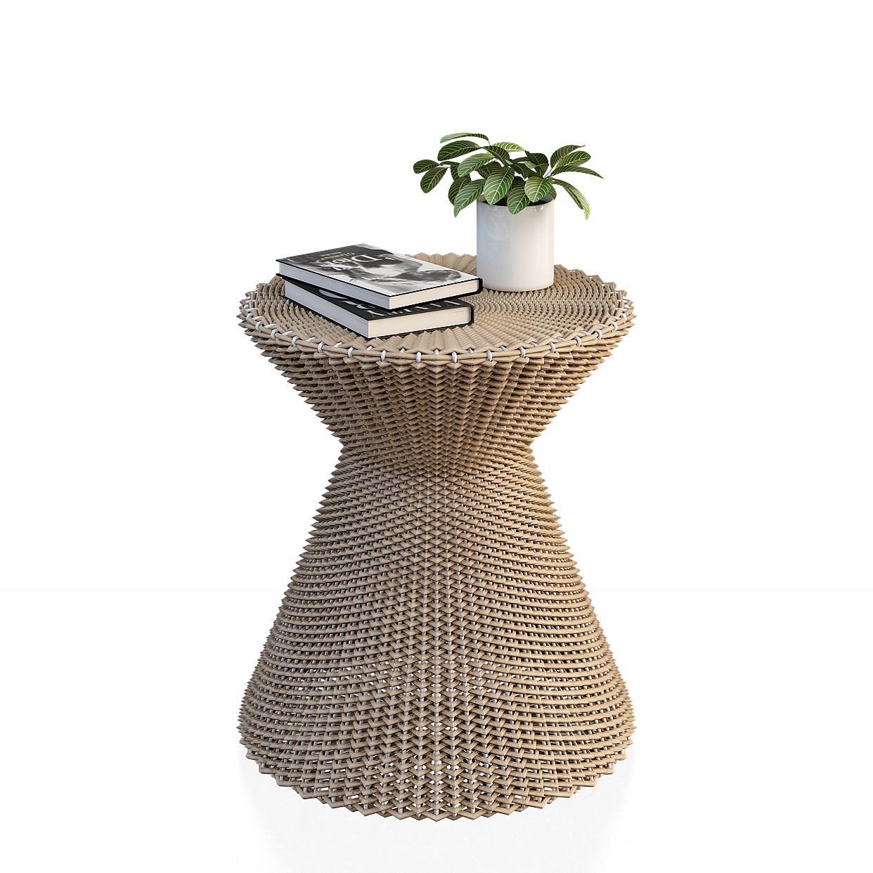 Low Poly Woven Side Table 3D Model – Wooden Texture