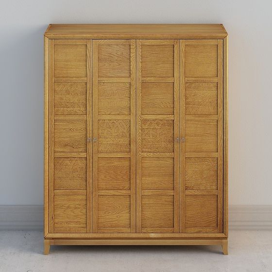 Elegant 4-Door Wardrobe 3D model for Modern Interiors