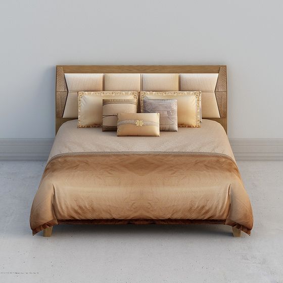 Stylish Low-Poly Bed 3D model for Contemporary Spaces