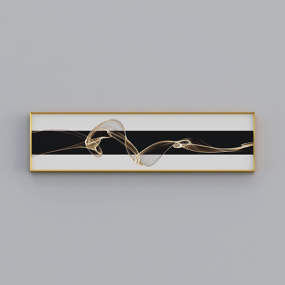 Kippoon modern light luxury bedroom single horizontal brushed gold abstract 30x120cm abstract decorative painting mzh-jc-5