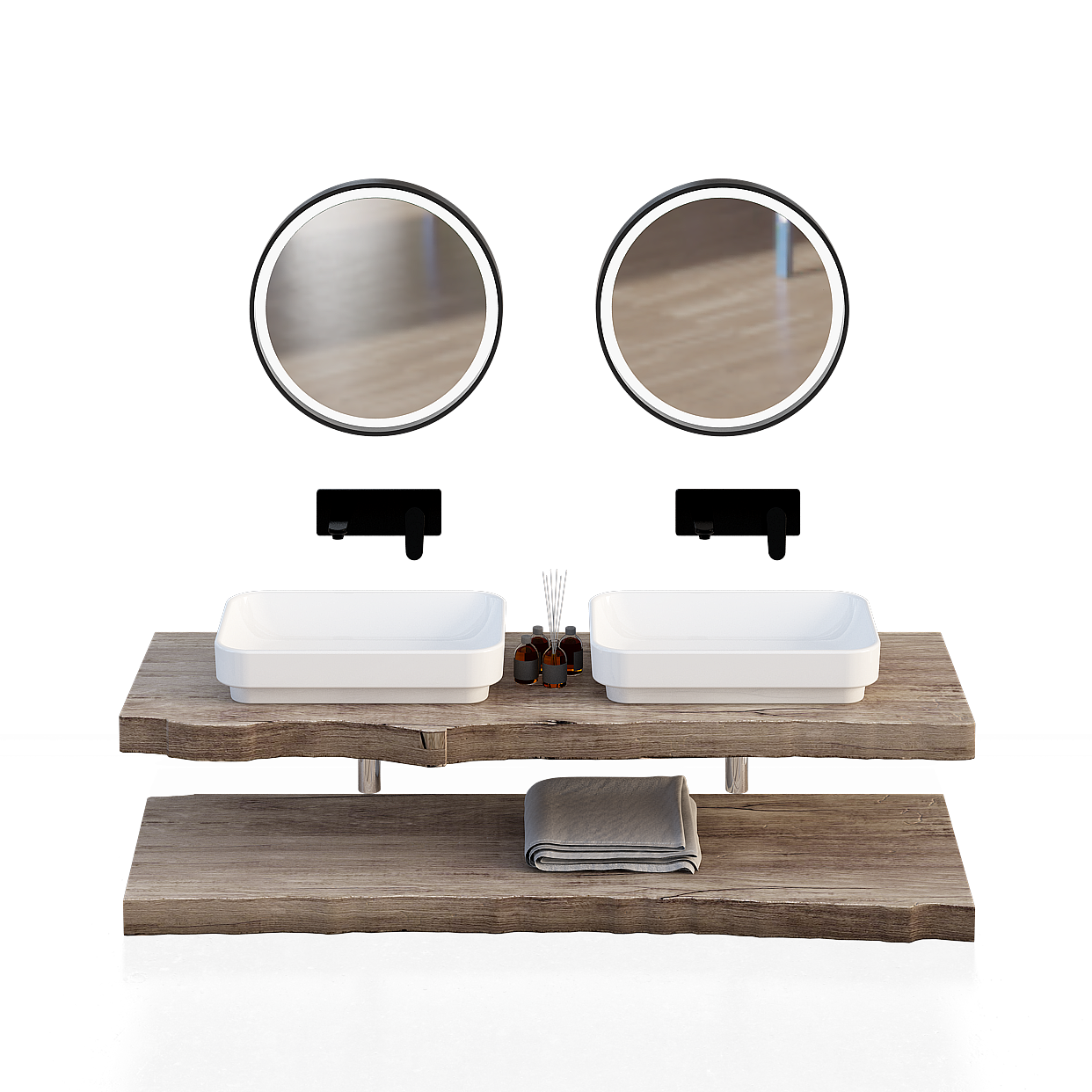 Wooden Vanity 3D Model – Low-Poly Natural Design