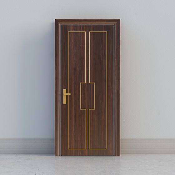 Elegant Wooden Door 3D model for Modern and Classic Spaces