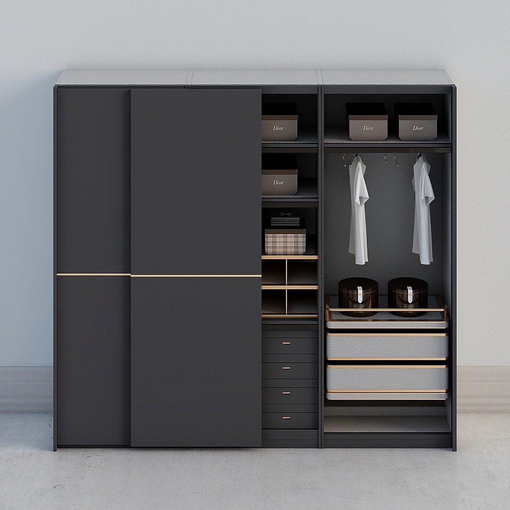 ชุดตู้ห้องนอนสไตล์โมเดิร์น (เตียงแบบดั้งเดิม) 6-A-(1)