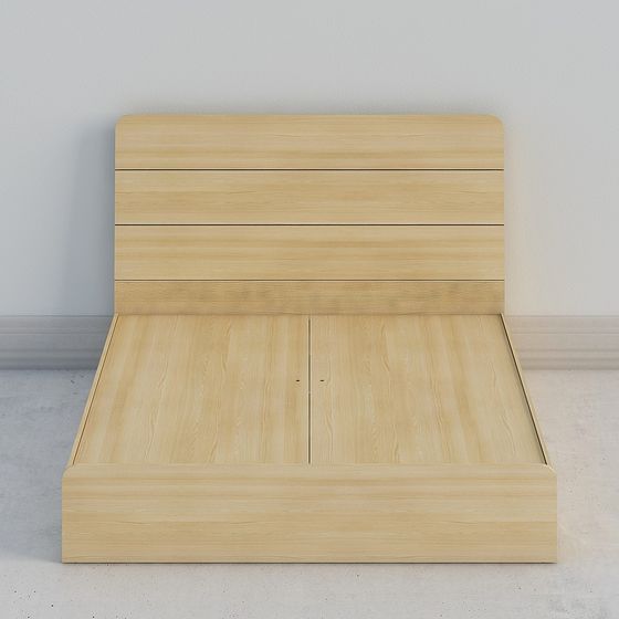 Minimalist Wooden Bed Frame 3D model