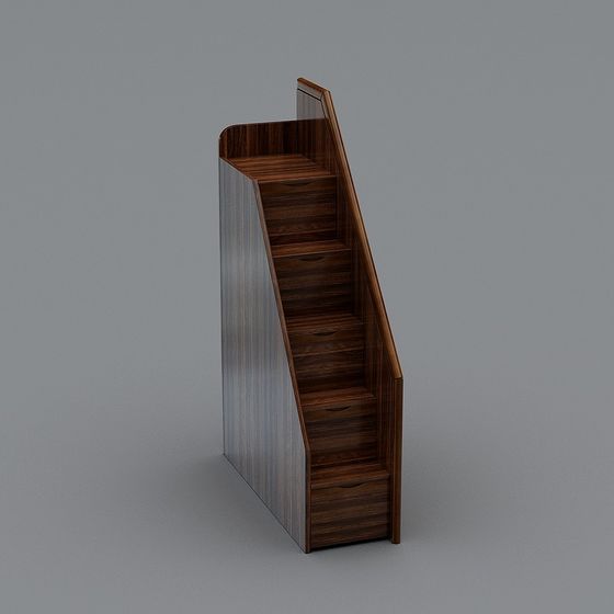 Elegant Low-Poly Staircase Handrail Cabinet 3D model