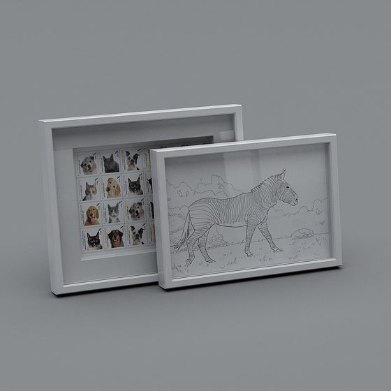 Charming Animal Stamps and Zebra Sketch 3D model