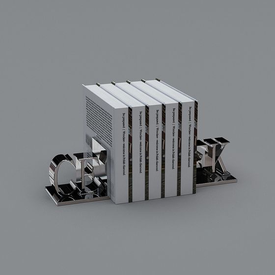Bookshelf with Metal Letters 3D model