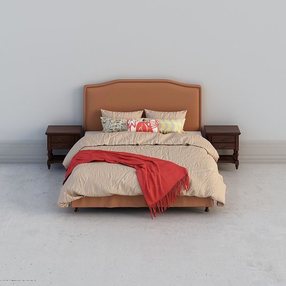 Elegant Minimalist Vintage Bed 3D model