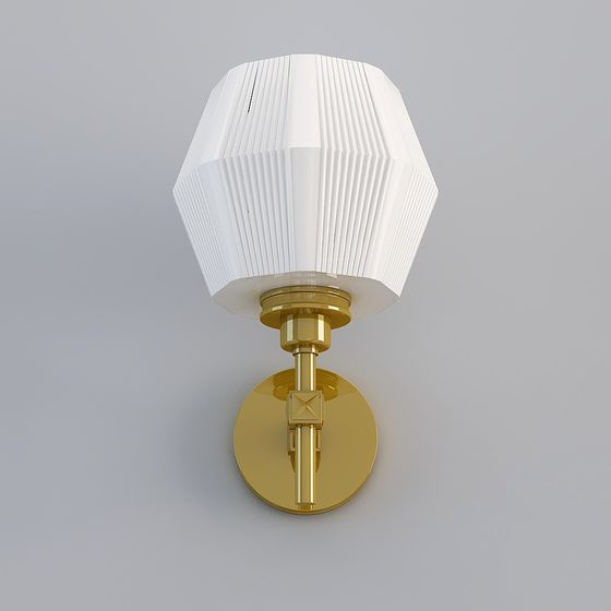 Elegant 3D Wall Light Model with Golden Base