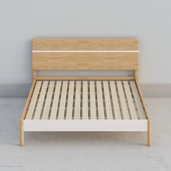 Minimalist Wooden Bed 3D model