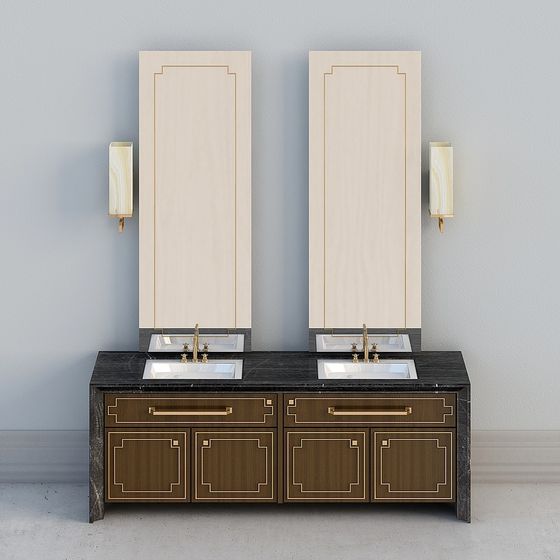 Luxurious Double Vanity Ensemble 3D model