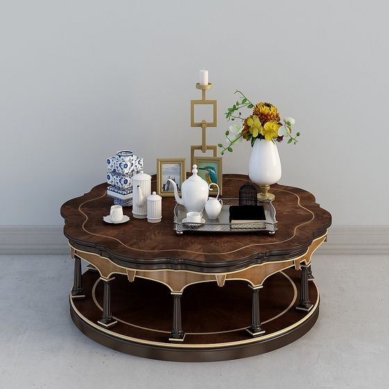 Vintage Round Coffee Table 3D model