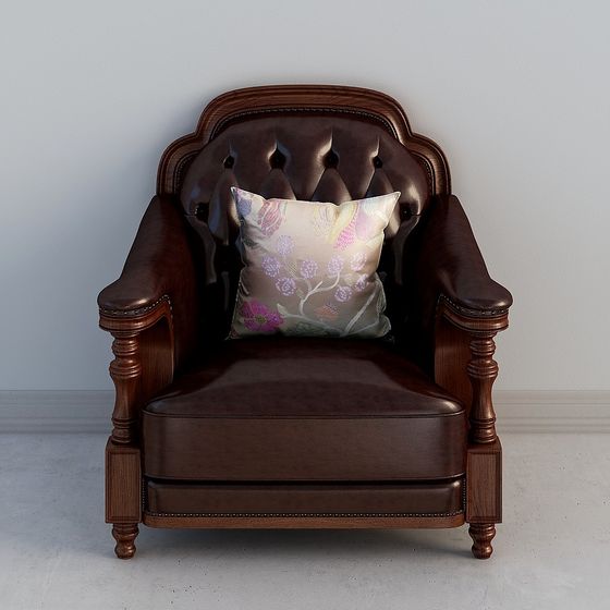 Classic Leather Armchair 3D model for Timeless Interiors