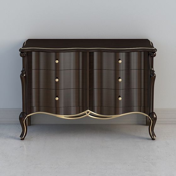 Elegant Curved Chest 3D model for Modern Interiors