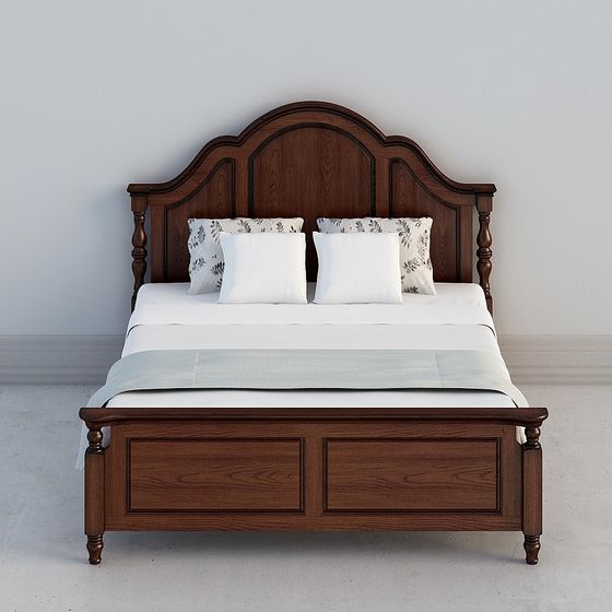 Elegant Vintage Bed 3D Model for Bedroom Designs