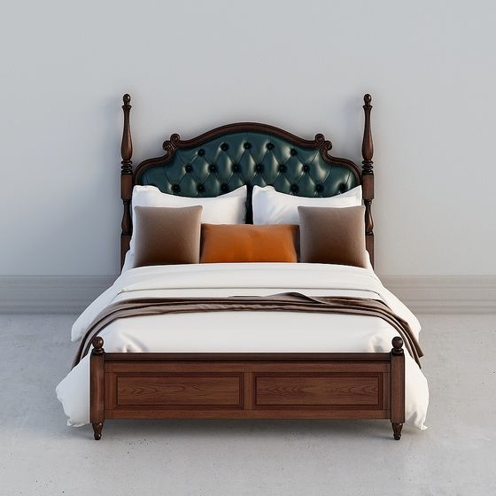Charming Vintage Bed 3D model for Modern Spaces
