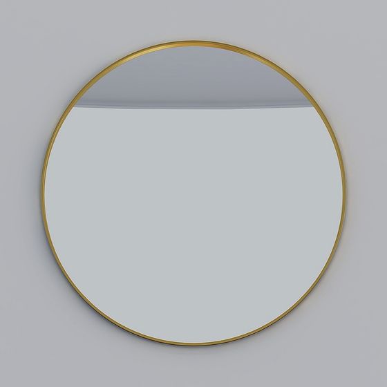Modern Round Mirror 3D Model in Gray Finish