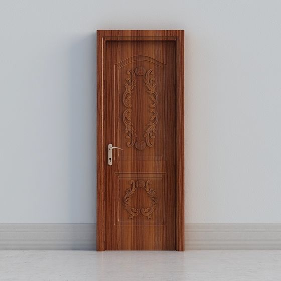 Modern Wooden Door 3D Model in Earth Color