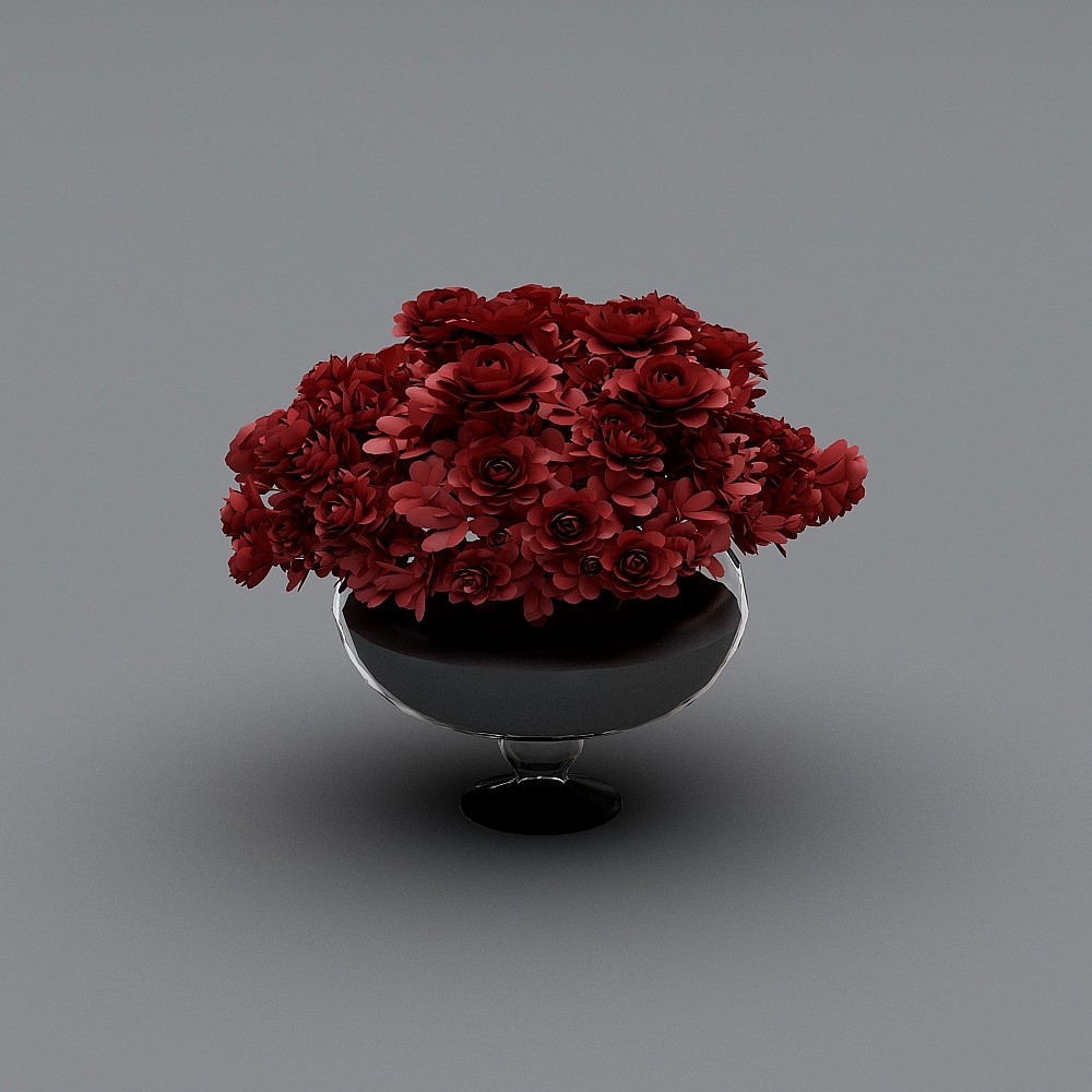 Vaso di Ceramica con Fiori Rossi